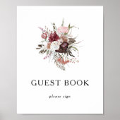 Bourgondische Boho Bloem Gastensign Poster (Voorkant)