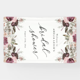 Bourgondische Boho Bloemachtige Bruiloftsdouche Spandoek
