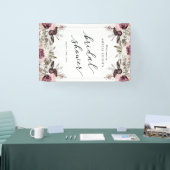 Bourgondische Boho Bloemachtige Bruiloftsdouche Spandoek (Beurs)