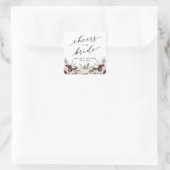 Bourgondische Boho Bloemachtige Bruiloftsdouche Vierkante Sticker (Tas)