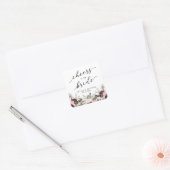 Bourgondische Boho Bloemachtige Bruiloftsdouche Vierkante Sticker (Envelop)