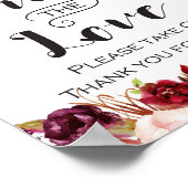 Bourgondische Boho Bloemen Bord - Verspreid de Lie Poster (Hoek)