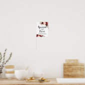 Bourgondische Boho Bloemen Bord - Verspreid de Lie Poster (Keuken)