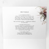 Bourgondische Boho bloemenbruiloft alles in één dr Drieluik Uitnodiging (Binnenzijde eerst)