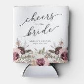 Bourgondische Boho Bloemige Bruids-Shower Blikjeskoeler (Voorkant)