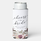 Bourgondische Boho Bloemige Bruiloftsdouche Seltzer Blikjeskoeler (Seltzer Achterkant)