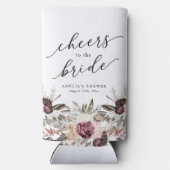Bourgondische Boho Bloemige Bruiloftsdouche Seltzer Blikjeskoeler (Achterkant)