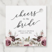 Bourgondische Boho Bloemrijke Bruids-Shower Bedankjes Labels (Achterkant)