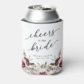 Bourgondische Boho Bloemrijke Bruidsdouche Blikjeskoeler (Blikje Achterkant)