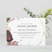 Bourgondische Boho Bloemrijke Horizontale Bruidsui Kaart (Staand voorkant)