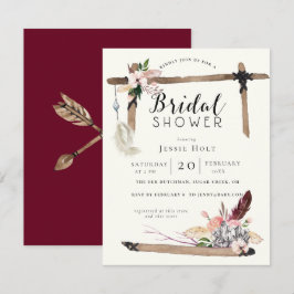 Bourgondische Boho Bruiloft Borrel Kaart
