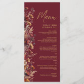 Bourgondische Boho Chic Wilde Bloemen Elegante Tro Menu (Voorkant)