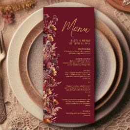 Bourgondische Boho Chic Wilde Bloemen Elegante Tro Menu
