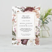 Bourgondische Boho Floral Elopement Aankondiging (Staand voorkant)
