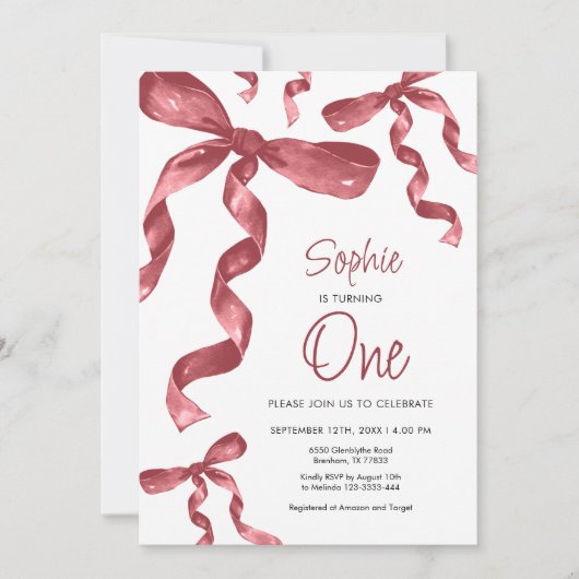 Bourgondische boog 1e verjaardag uitnodiging (Voorkant)