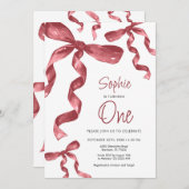 Bourgondische boog 1e verjaardag uitnodiging (Voorkant / Achterkant)