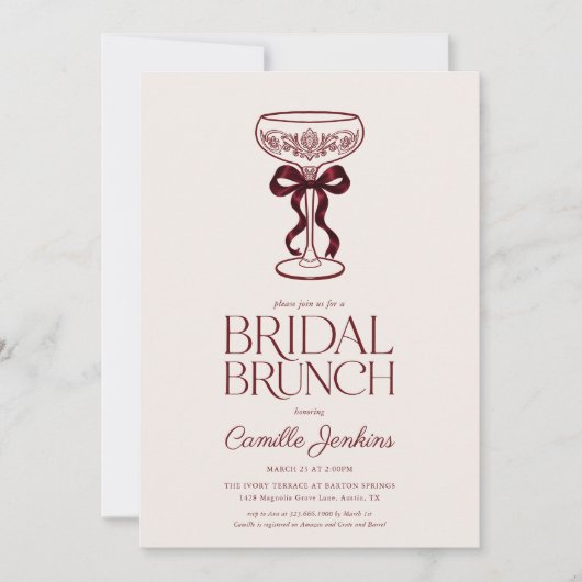 Bourgondische Boog Bruids Brunch Uitnodiging (Voorkant)
