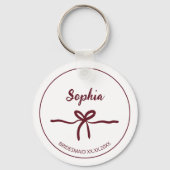 Bourgondische Boog Bruidsmeisje Script Moderne Naa Sleutelhanger (Voorkant)