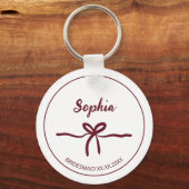 Bourgondische Boog Bruidsmeisje Script Moderne Naa Sleutelhanger (Voorkant)