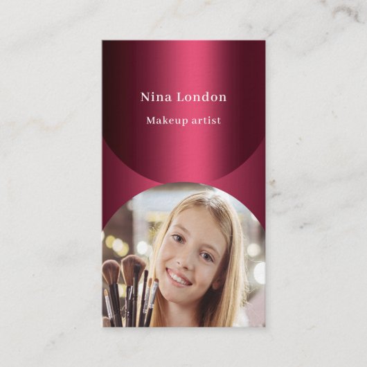 Bourgondische boog foto Qr code Facebook premium Visitekaartje (Voorkant)