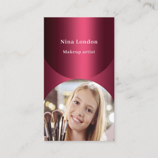 Bourgondische boog foto Qr code sociale media Visitekaartje (Voorkant)