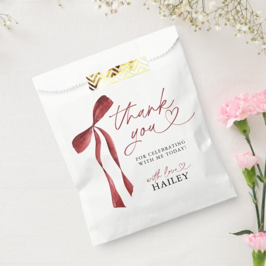 Bourgondische boog Ze bindt het knoop Vrijgezellen Bedankzakje (Gezegeld)