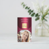 Bourgondische boogfoto Qr social media logo Visitekaartje (Staand voorkant)