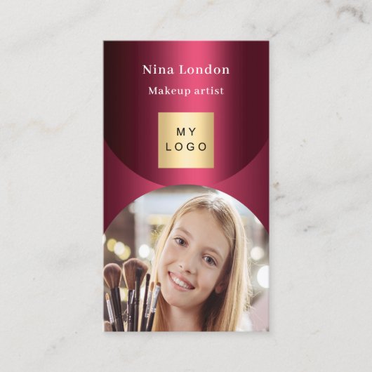 Bourgondische boogfoto Qr social media logo Visitekaartje (Voorkant)