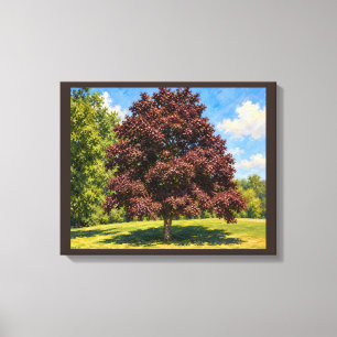Bourgondische boom in zonlicht Elegante botanische Canvas Afdruk