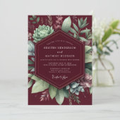 Bourgondische botanische assemblage-huwelijk kaart (Staand voorkant)