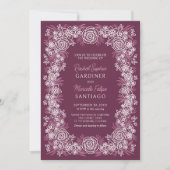 Bourgondische botanische bloemenbruiloft kaart (Voorkant)