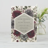 Bourgondische Botanische Bruiloftsbruid Kaart (Staand voorkant)