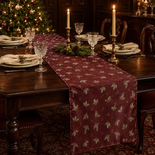 Bourgondische botanische kersttafelloper medium tafelloper