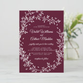 Bourgondische botanische krans bruiloft uitnodigin kaart (Staand voorkant)