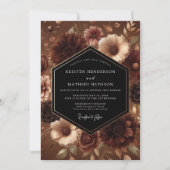 Bourgondische Botanische Moody Bruiloft Kaart (Voorkant)
