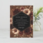 Bourgondische Botanische Moody Bruiloft Kaart (Staand voorkant)