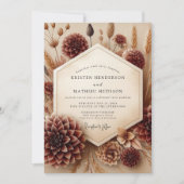 Bourgondische botanische rustieke bruiloft kaart (Voorkant)