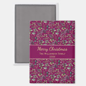 Bourgondische botanische vrolijke kerst gepersonal magneet (Voorkant / Achterkant)