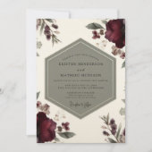 Bourgondische Botanische Weelderigheid Bruiloft Kaart (Voorkant)
