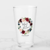 Bourgondische bouquet-krans | bruidsmeisje glas (Voorkant)