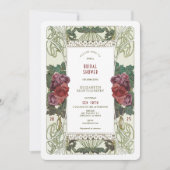 Bourgondische bruidsdouche uitnodiging Art Nouveau (Voorkant)