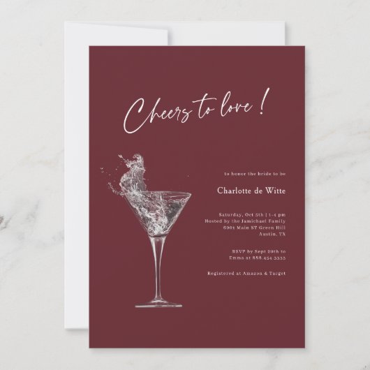 Bourgondische bruidsdouche uitnodiging - Proost op (Voorkant)