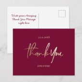 Bourgondische bruiloft bedankkaarten Elegant scrip Briefkaart (Voorkant / Achterkant)