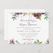 Bourgondische bruiloft bloemenscript uitnodiging (Voorkant / Achterkant)