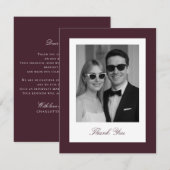 Bourgondische bruiloft Dank u fotokaart Bedankkaart (Voorkant / Achterkant)