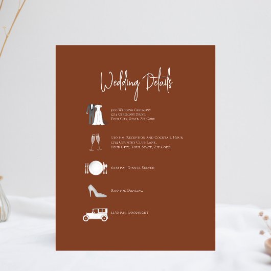 Bourgondische bruiloft details Tijdlijn RSVP-kaart RSVP Kaartje