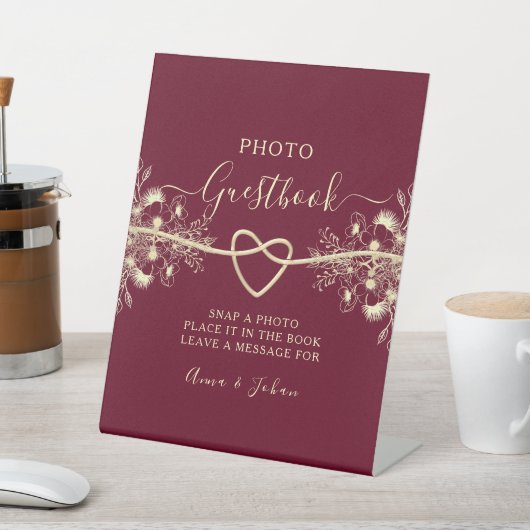 Bourgondische bruiloft foto Gastenboek Reclamebord Met Voetstuk (Insitu)