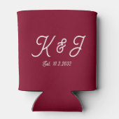 Bourgondische bruiloft gunst monogram Koelbox Blikjeskoeler (Achterkant)