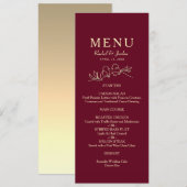 Bourgondische bruiloft menu (Voorkant / Achterkant)