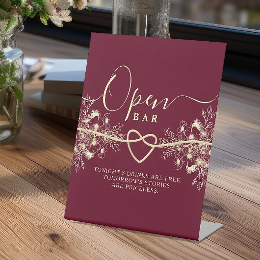 Bourgondische bruiloft Open Bar voetstuk Reclamebord Met Voetstuk